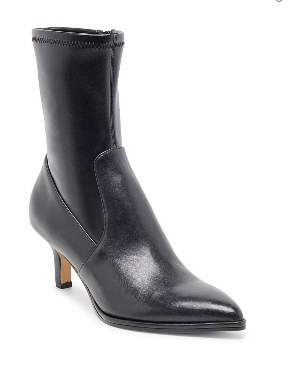 Dolce Vita Black Leather Mid-Calf Pointed Toe Boot